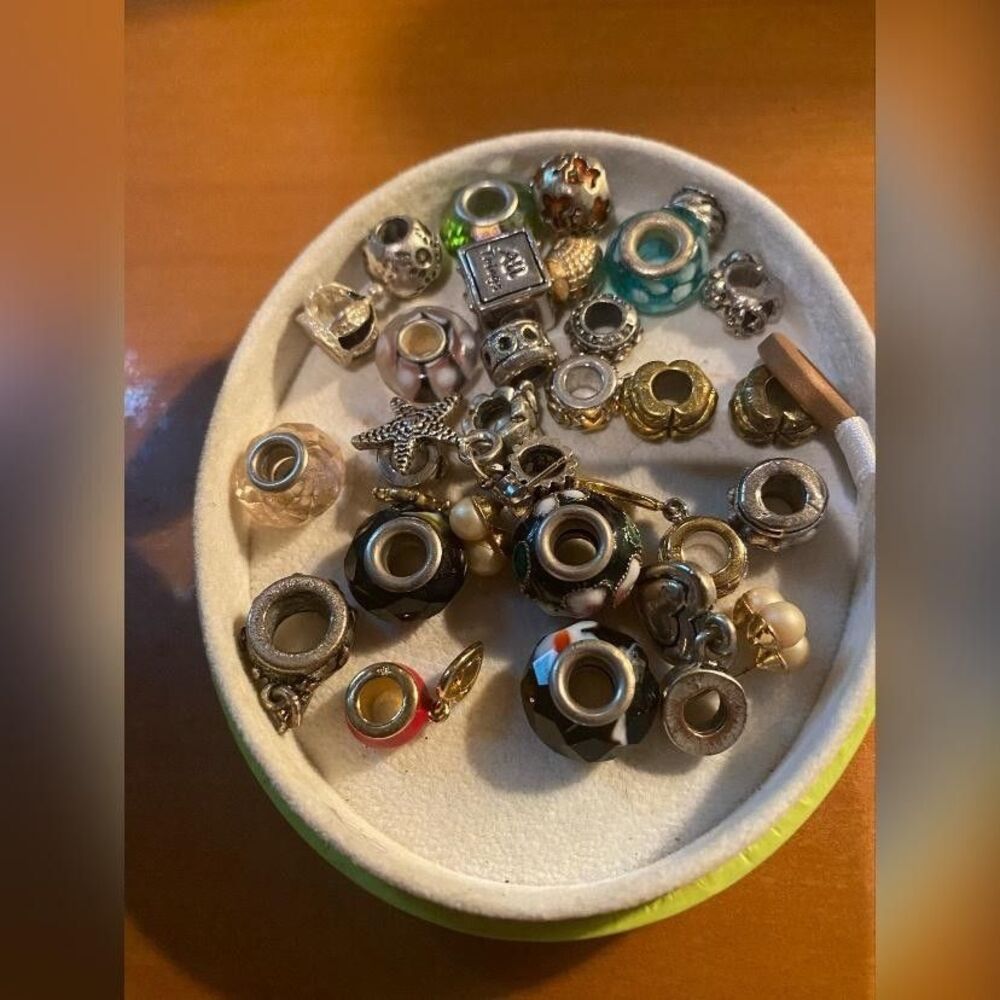 Multicolor Glass Metal Spacer Beads Lot Large Hole European Charm Jewelry